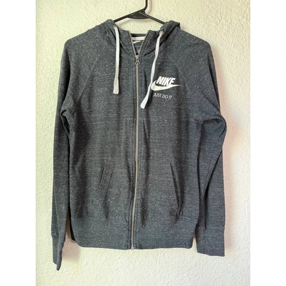 Nike‎ Full Zip Hoodie Just Do It Gray Athleisure Jacket Women's Size S